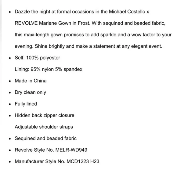 Michael Costello‎ x REVOLVE Marlene Gown in Frost size medium NWT - Picture 3 of 7